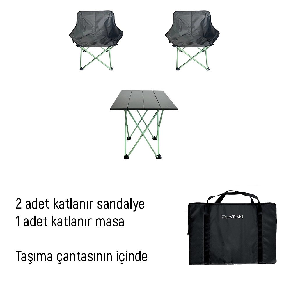 Platan 3 in 1 Sets – 2 Sandalye 1 Masa Seti MH-M